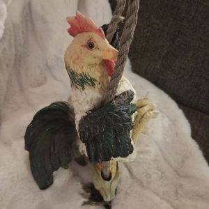Hanging On A Swing Ceramic Chicken/Rooster Wall Decor
